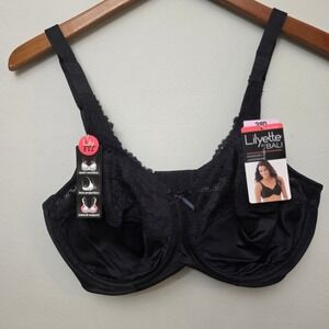 Lilyette by Bali 38D Black Minimizer Underwire Bra Lace Trim Style 0428 NWT